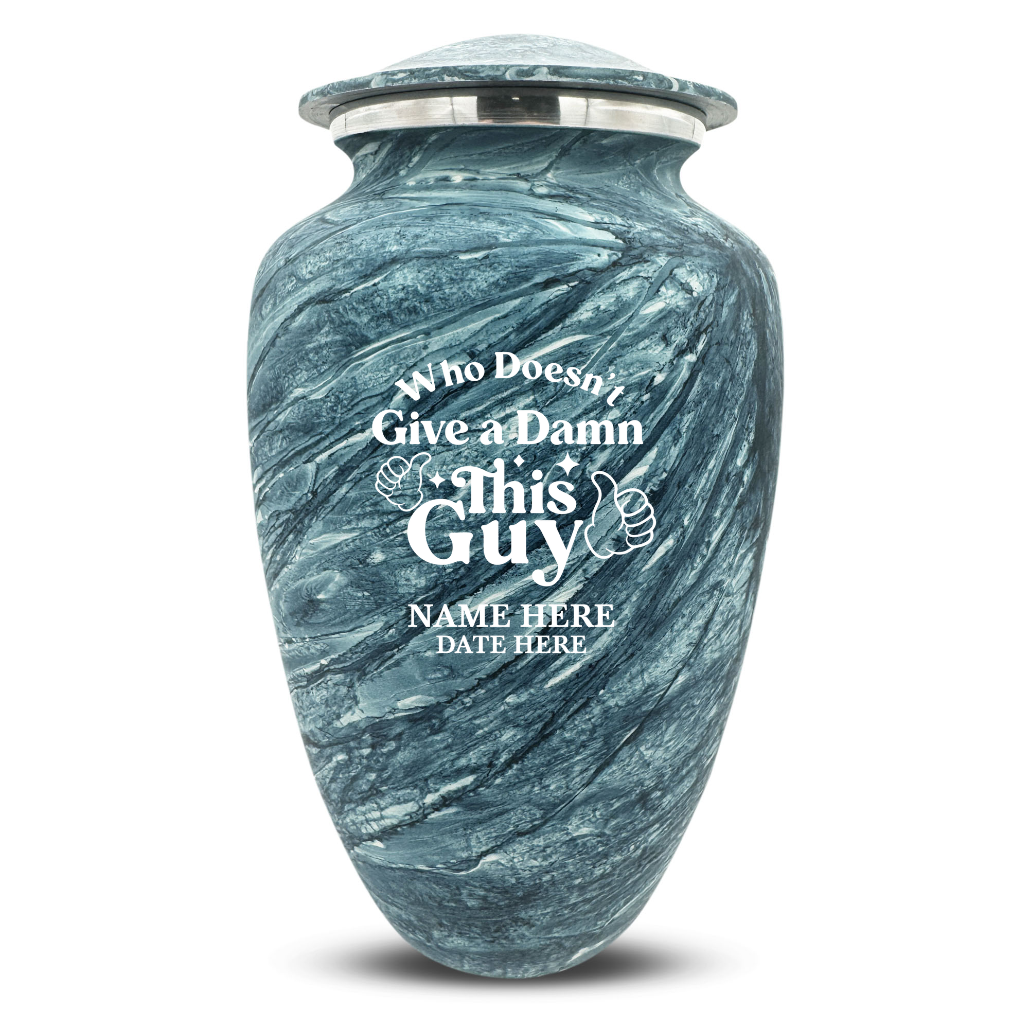 Custom Large Cremation Urn for Human Ashes - Soft Whisper Collection - Dark Humor Design - Distressed Finish - 200 Cubic Inch