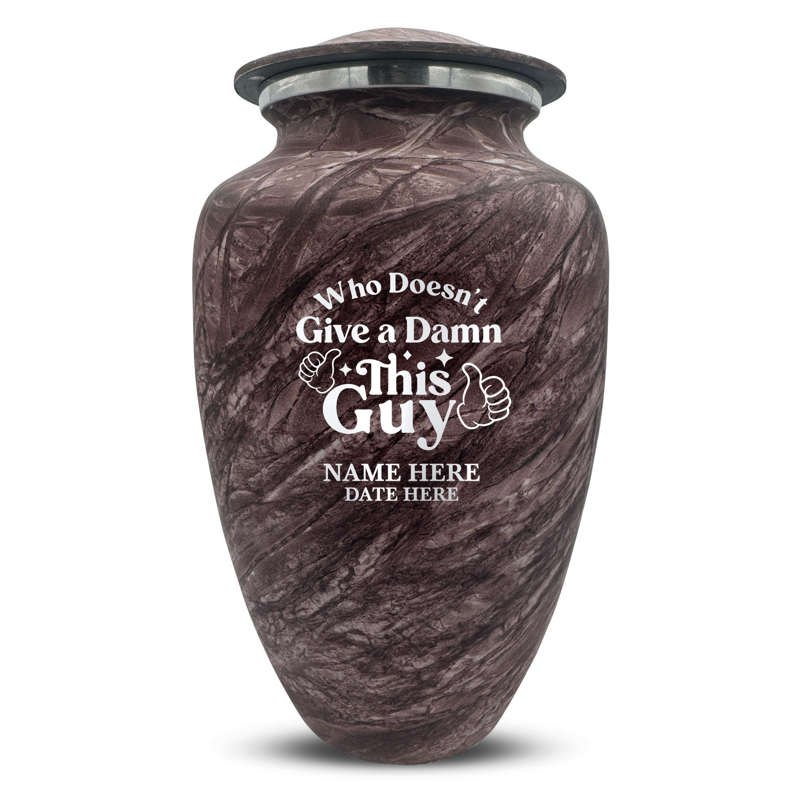 Custom Human Urns - Soft Whisper Collection - Dark Humor Design - Distressed Finish - 200 Cubic Inch