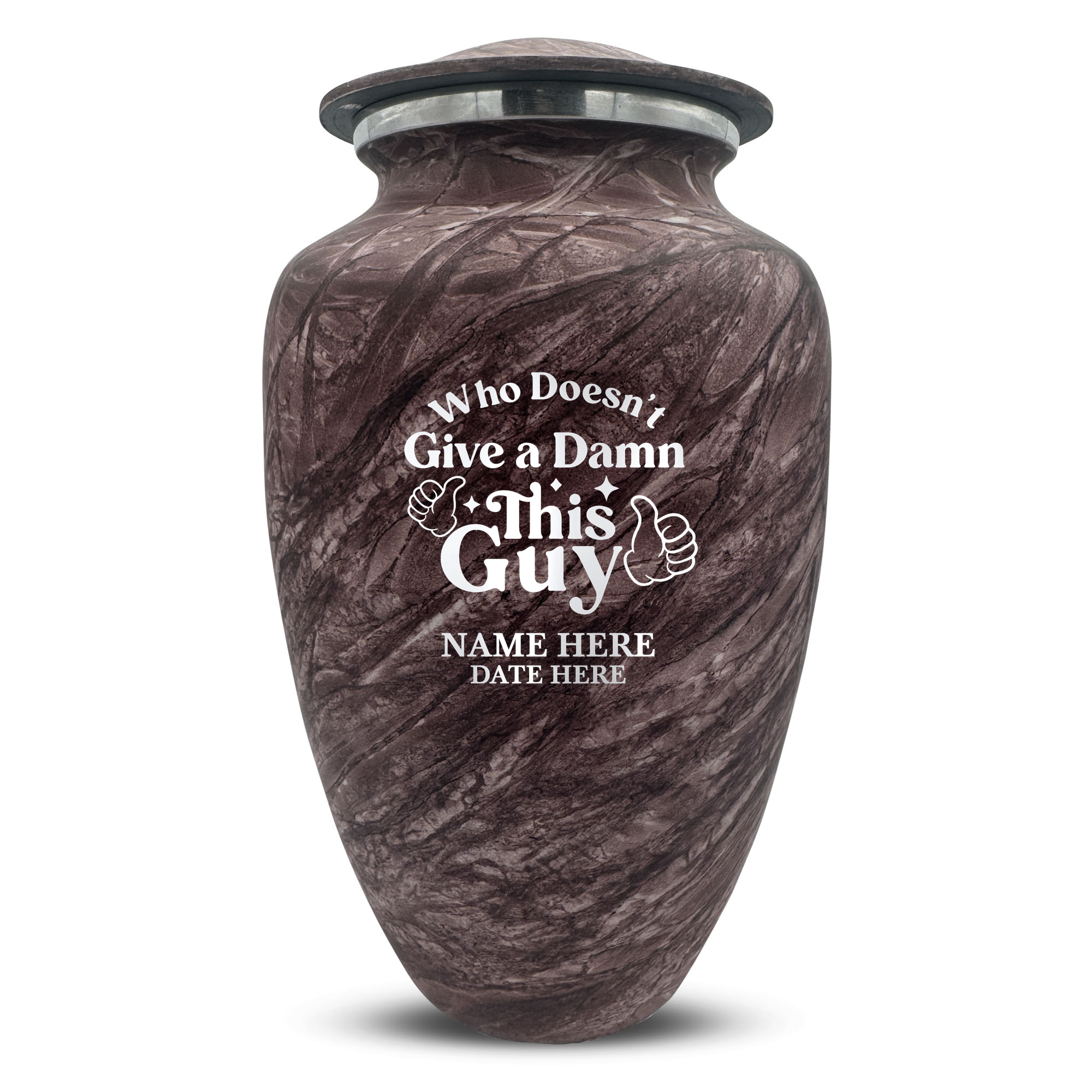 Custom Large Cremation Urn for Human Ashes - Soft Whisper Collection - Dark Humor Design - Distressed Finish - 200 Cubic Inch