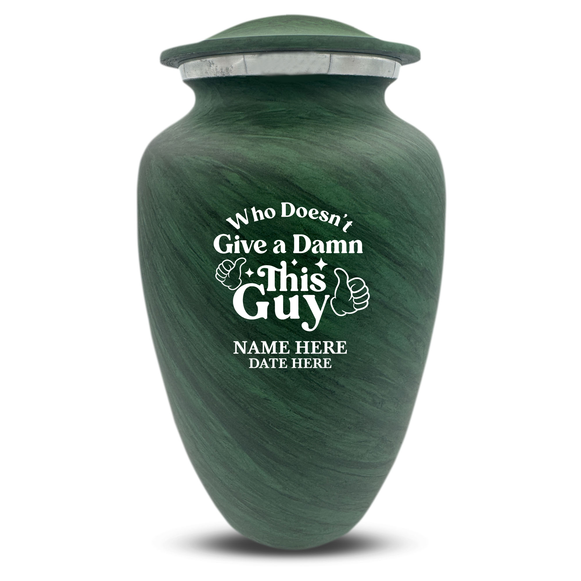 Custom Large Cremation Urn for Human Ashes - Soft Whisper Collection - Dark Humor Design - Distressed Finish - 200 Cubic Inch