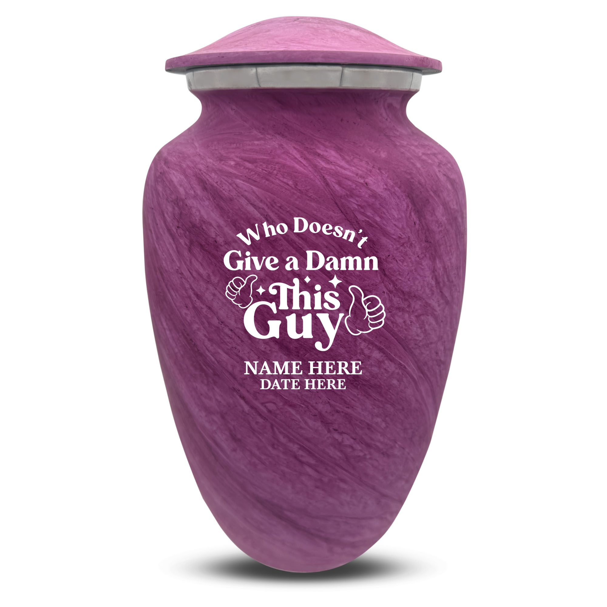 Custom Large Cremation Urn for Human Ashes - Soft Whisper Collection - Dark Humor Design - Distressed Finish - 200 Cubic Inch