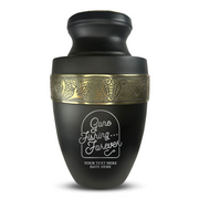 Elite Human Cremation Urn – 200 Cubic Inch – Aluminum with Gold Inlay | Fisherman Tribute