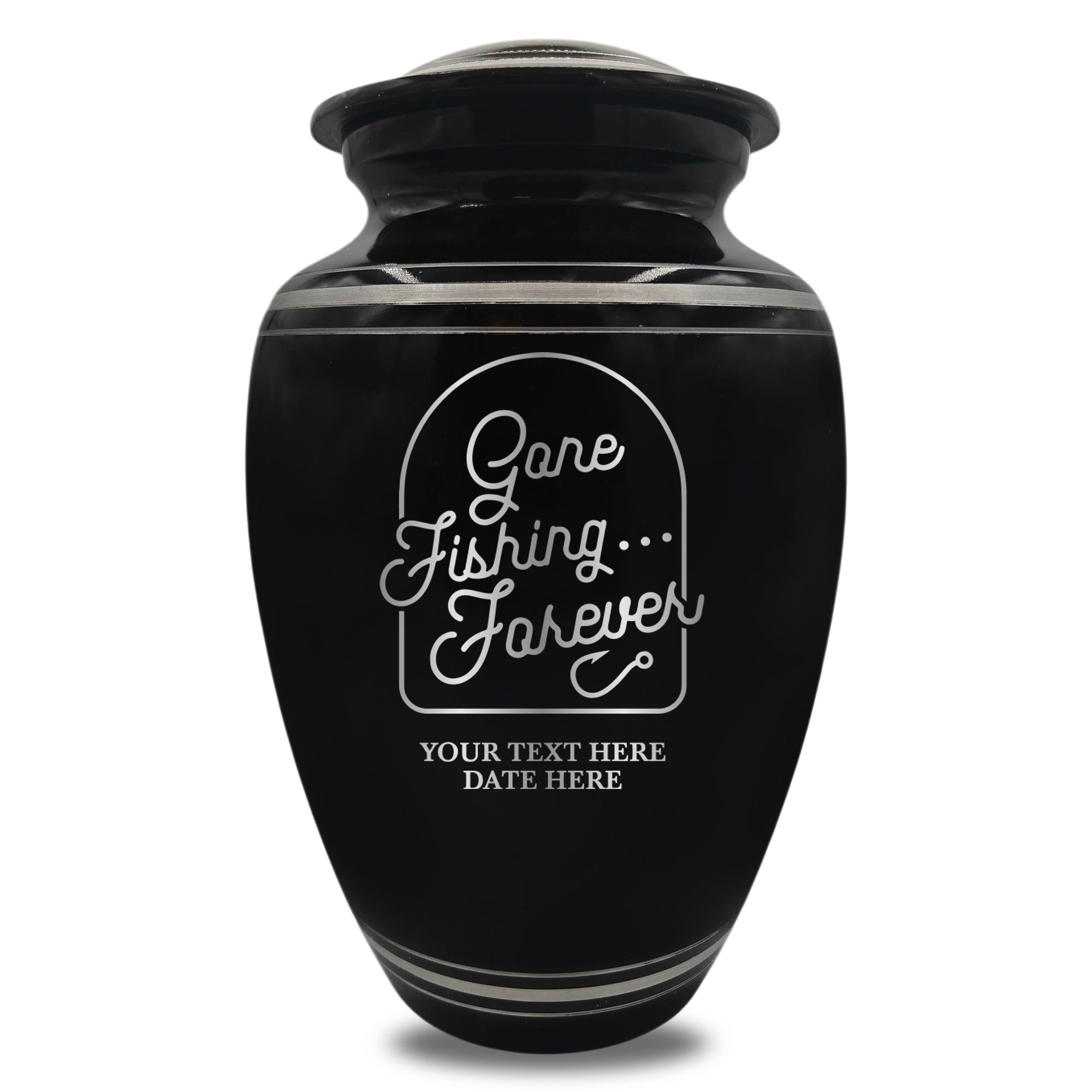 Polished Aluminum with Silver Rim Human Cremation Urn - 200 Cubic Inch | Fisherman Tribute