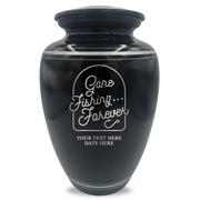 Extra Large Human Cremation Urn - 350 Cubic Inch - Black Spotted Finish with Silver Rim | Fisherman Tribute Collection