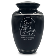 Human Cremation Urn - 350 Cubic Inch Capacity - Black with Silver Rim | Fisherman Tribute Collection