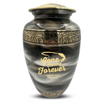 Custom Aluminum Cremation Urn for Human Ashes - Suzesta Pearl White Memorial Urn - Funny Fishing Design - 200 Cubic Inch
