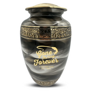 Custom Aluminum Human Urns - Suzesta Pearl White Memorial Urn - Funny Fishing Design - 200 Cubic Inch