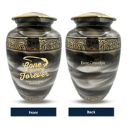 Custom Aluminum Human Urns - Suzesta Pearl White Memorial Urn - Funny Fishing Design - 200 Cubic Inch