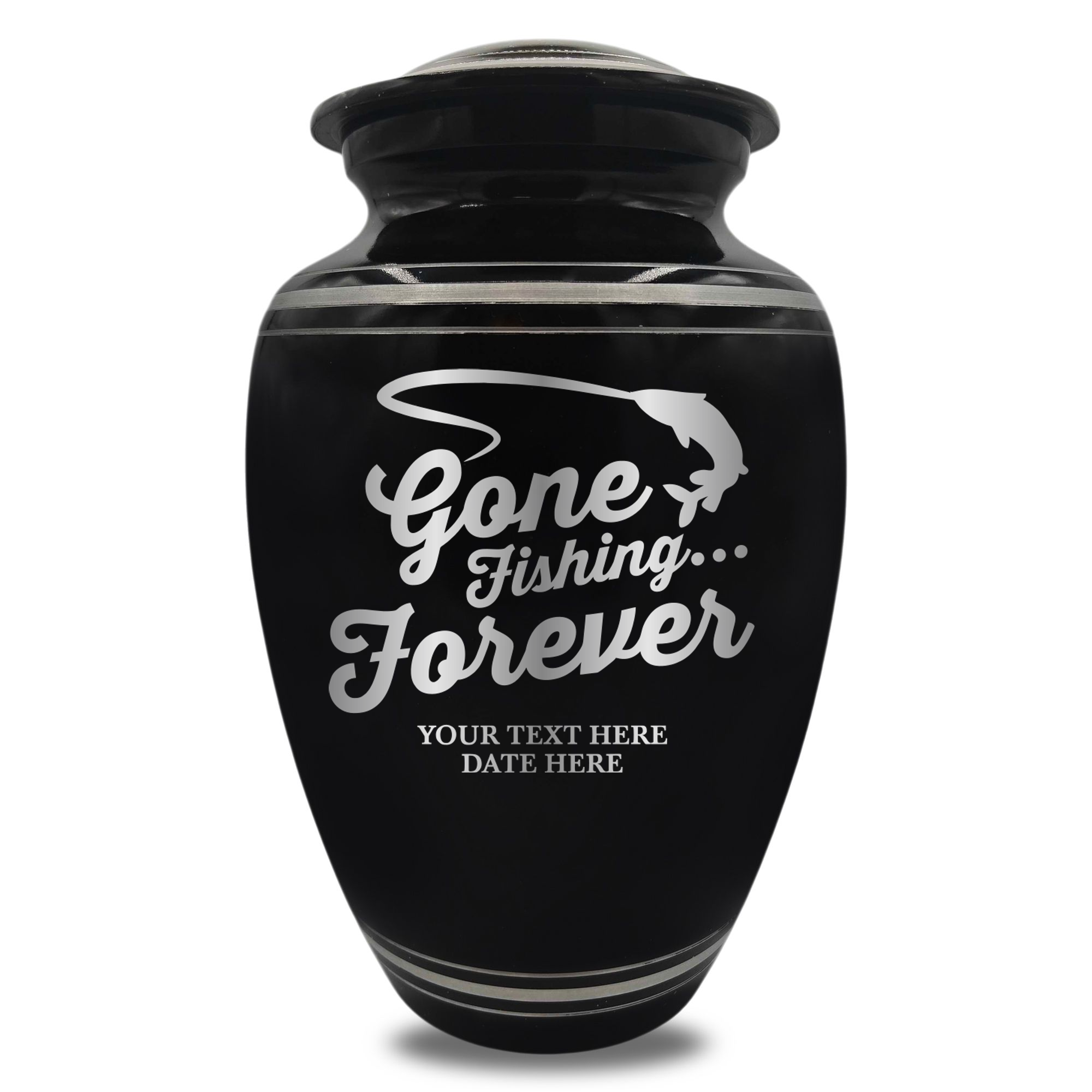 Polished Aluminum with Silver Rim Human Cremation Urn - 200 Cubic Inch | Fisherman Tribute