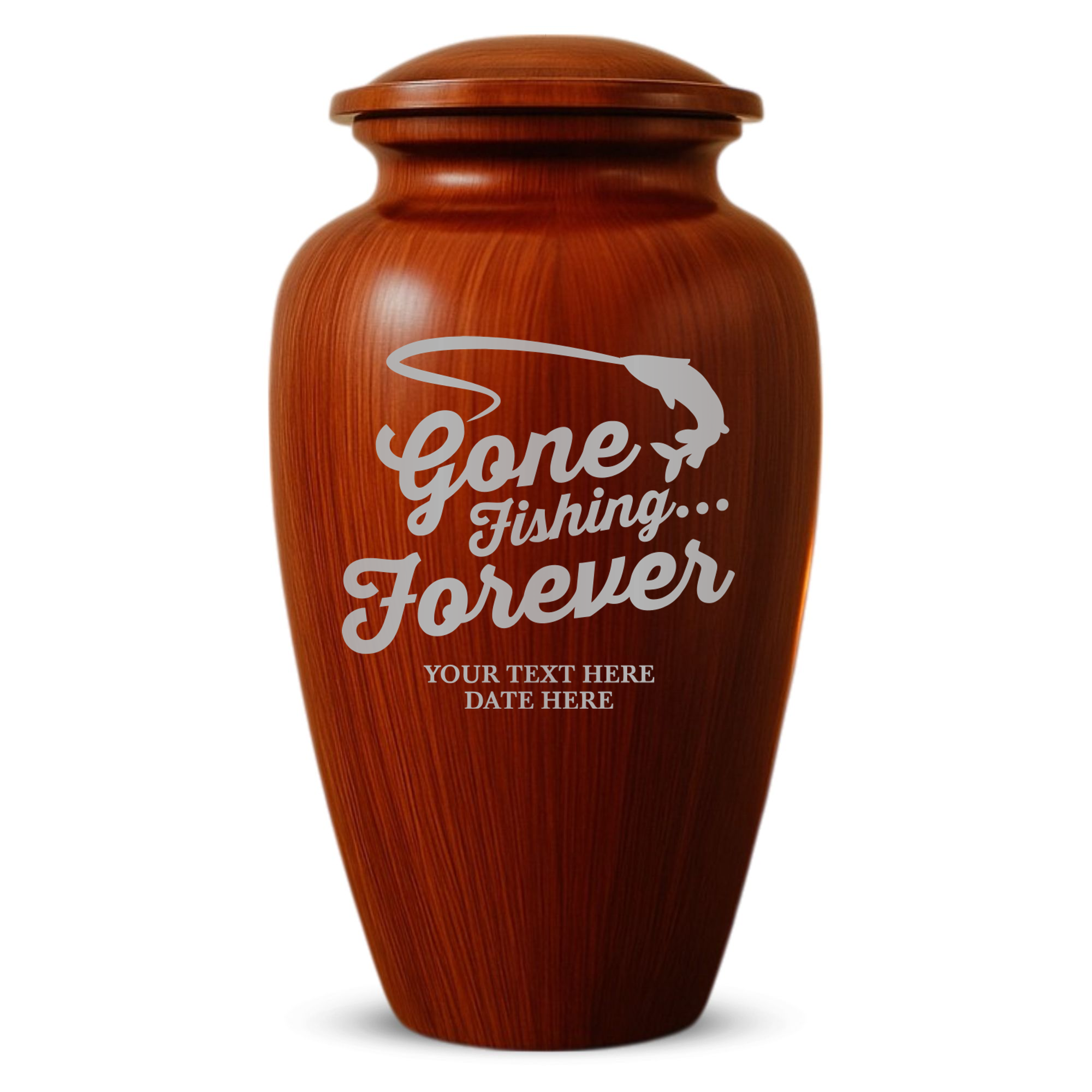 Human Cremation Urn - 200 Cubic Inch - Ingrained Wood Style Finish | Fisherman Tribute