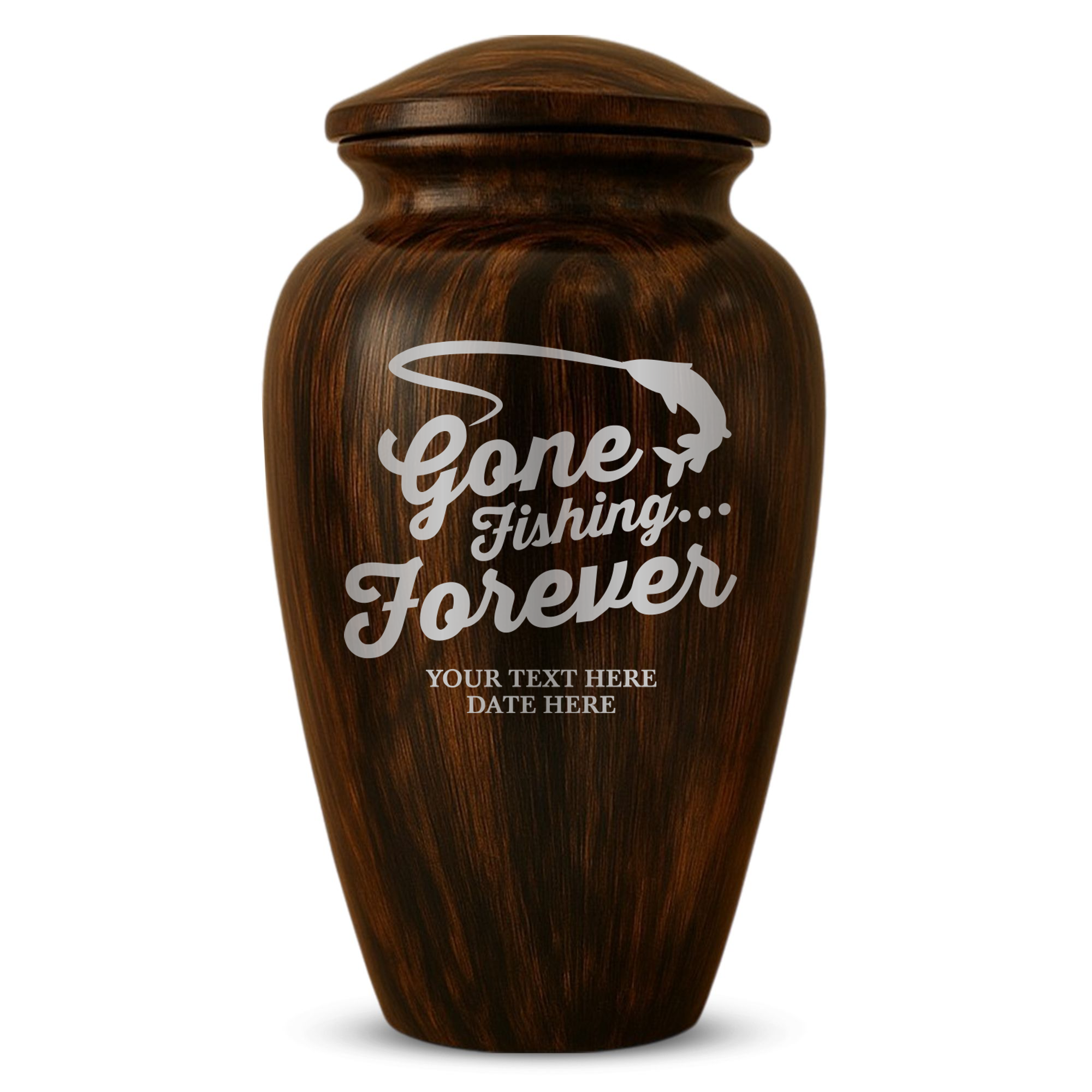 Human Cremation Urn - 200 Cubic Inch - Ingrained Wood Style Finish | Fisherman Tribute