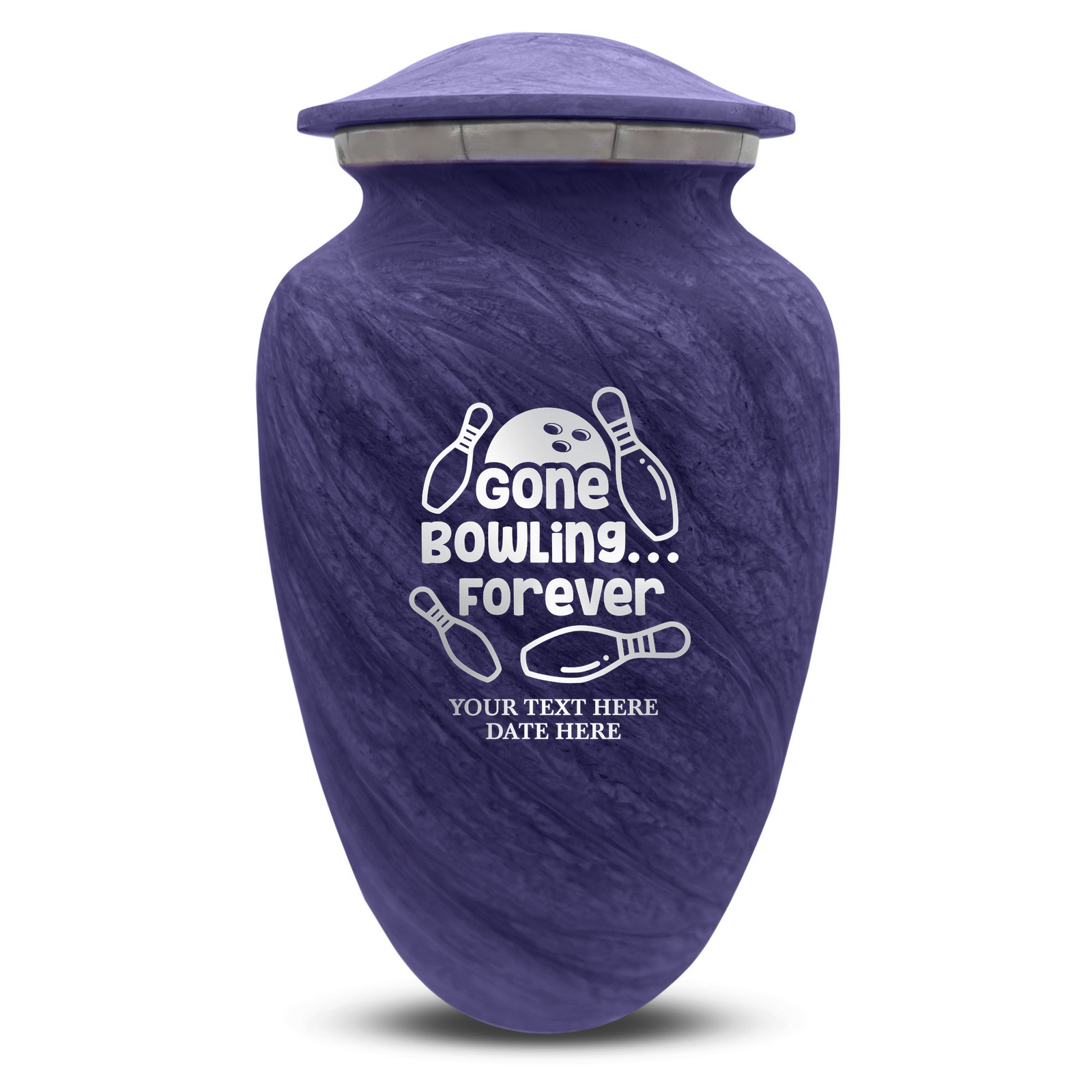 Custom Human Urns - Soft Whisper Collection - Funny Bowling Design - Distressed Finish - 200 Cubic Inch