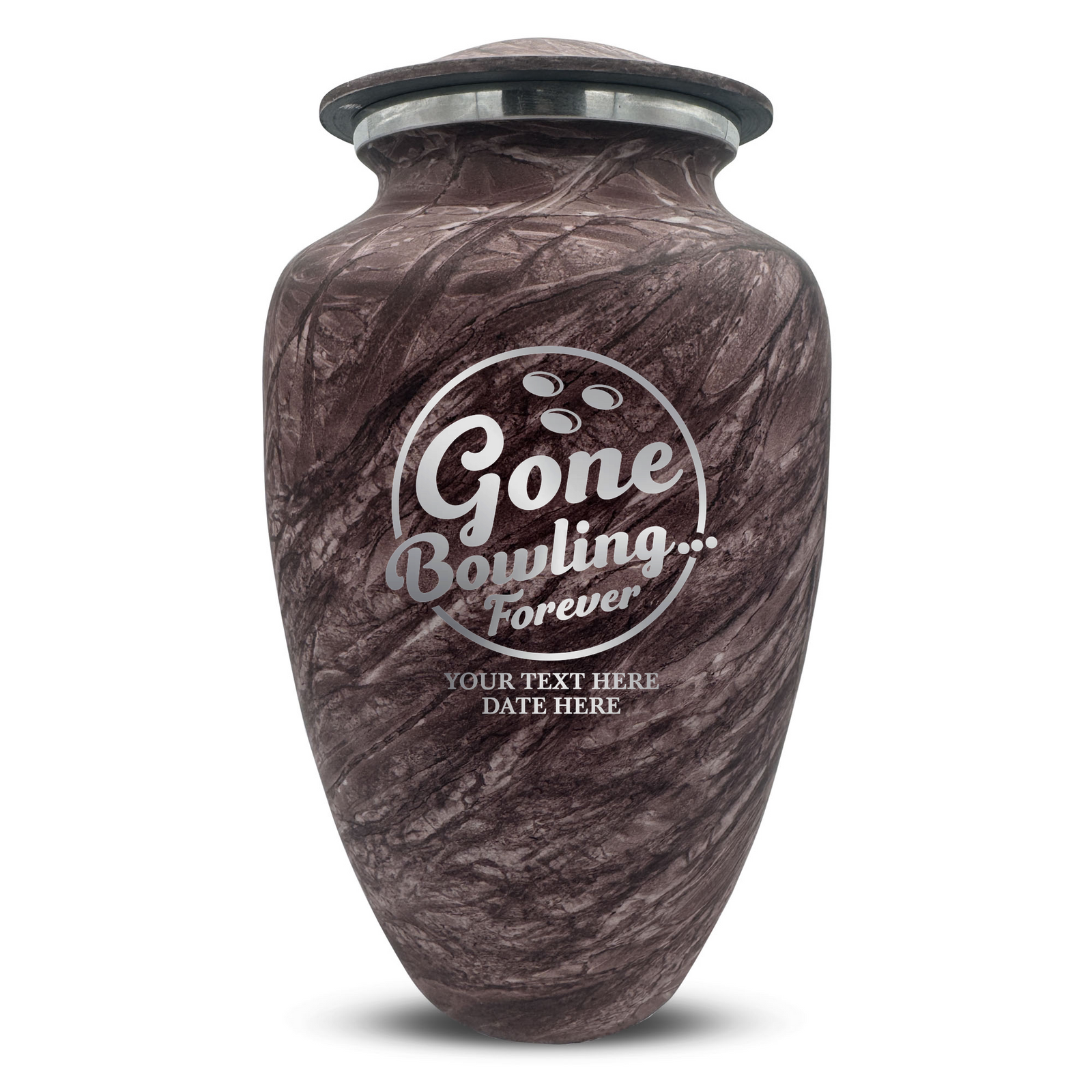 Custom Human Urns - Soft Whisper Collection - Funny Bowling Design - Distressed Finish - 200 Cubic Inch