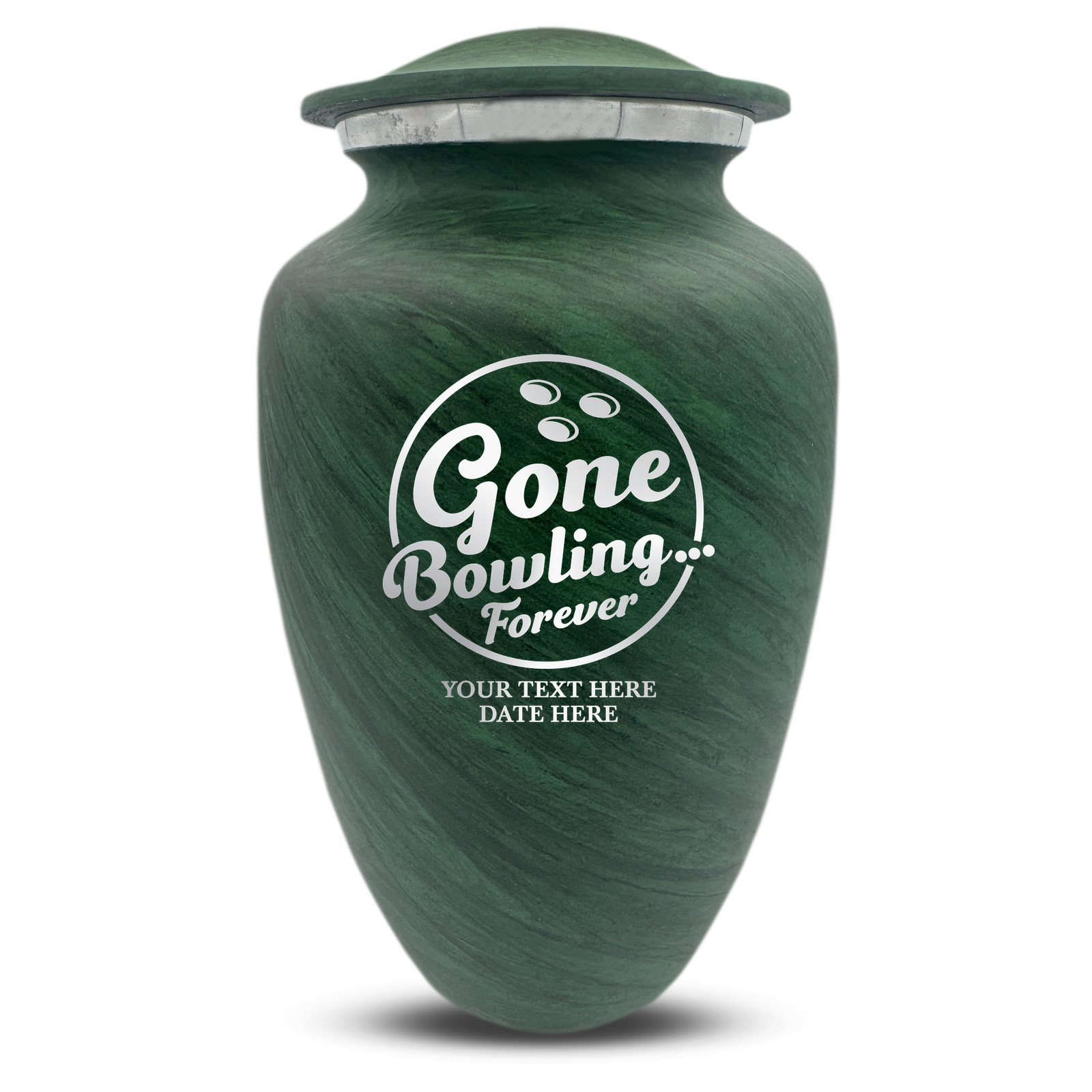 Custom Human Urns - Soft Whisper Collection - Funny Bowling Design - Distressed Finish - 200 Cubic Inch