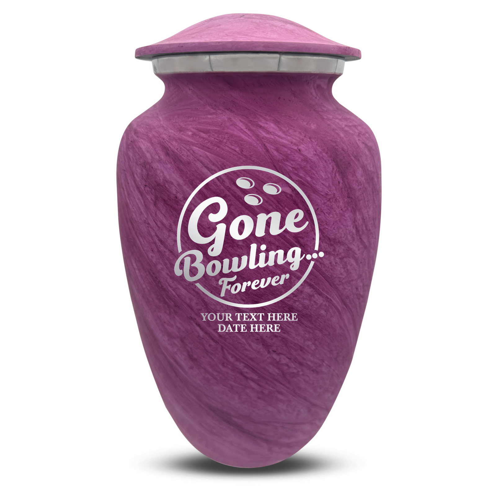 Custom Human Urns - Soft Whisper Collection - Funny Bowling Design - Distressed Finish - 200 Cubic Inch
