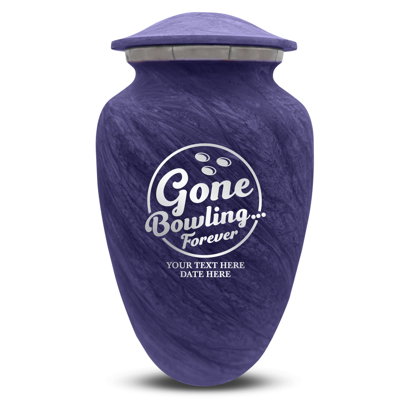 Custom Human Urns - Soft Whisper Collection - Funny Bowling Design - Distressed Finish - 200 Cubic Inch
