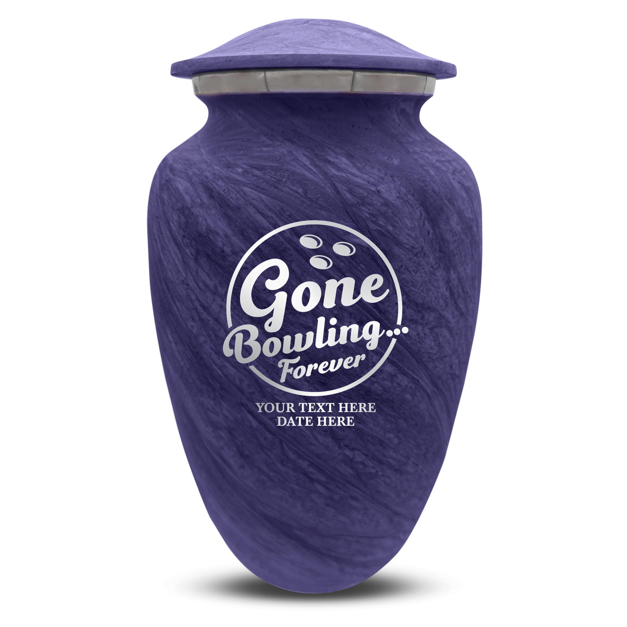 Custom Large Cremation Urn for Human Ashes - Soft Whisper Collection - Funny Bowling Design - Distressed Finish - 200 Cubic Inch