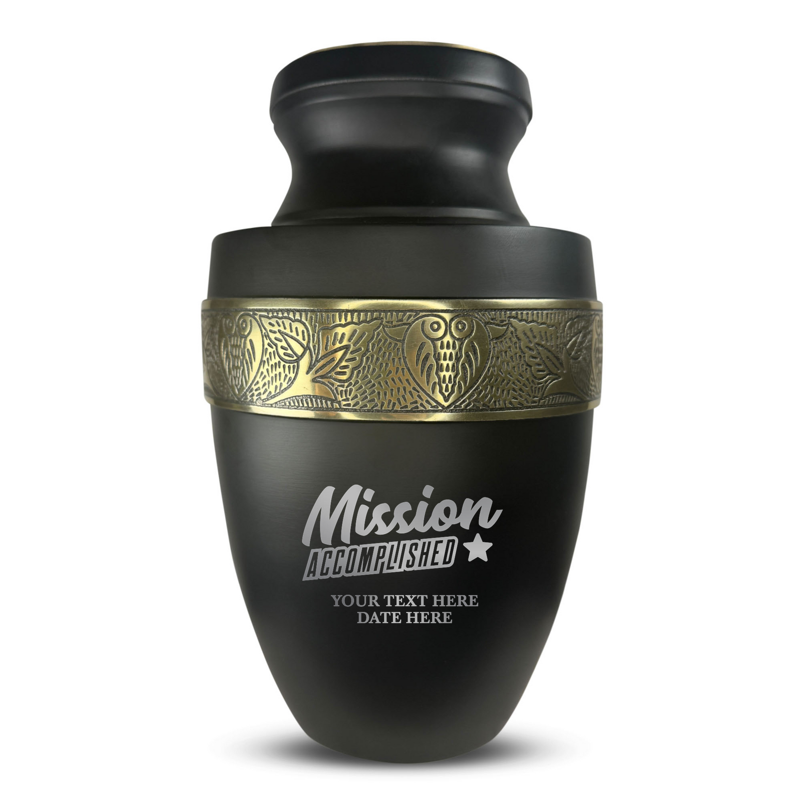 Custom Aluminum Human Urn - Funny Urn Design - Elite Collection with Gold Inlay - 200 Cubic Inch