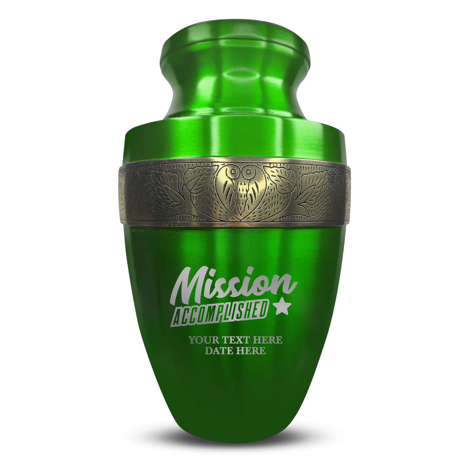 Custom Aluminum Human Urn - Funny Urn Design - Elite Collection with Gold Inlay - 200 Cubic Inch