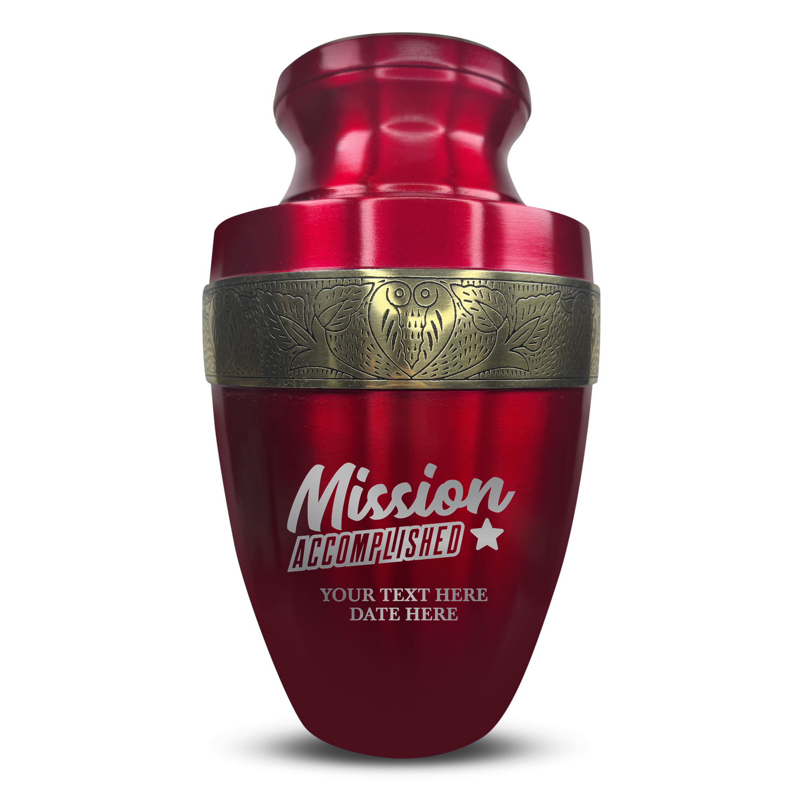 Custom Aluminum Human Urn - Funny Urn Design - Elite Collection with Gold Inlay - 200 Cubic Inch