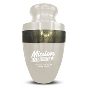 Custom Aluminum Human Urn - Funny Urn Design - Elite Collection with Gold Inlay - 200 Cubic Inch