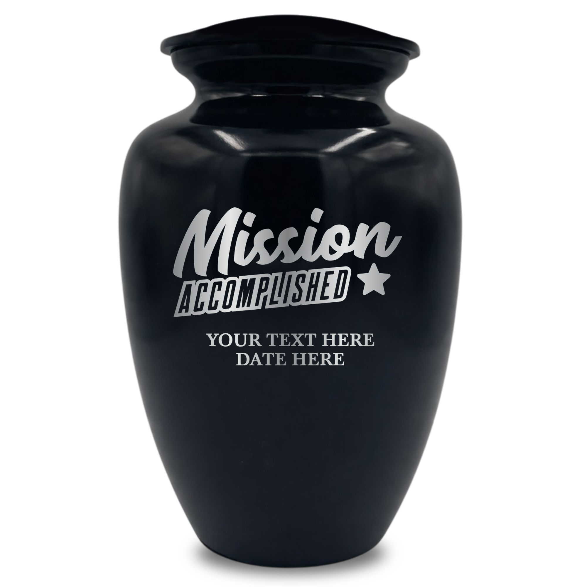 Polished Extra Large Human Cremation Urn 350 Cubic Inch - Engraved Aluminum | Fantasy Memorial