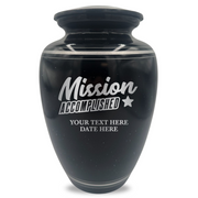 Extra Large Human Cremation Urn - 350 Cubic Inch - Black Spotted Finish with Silver Rim | Fantasy Memorial