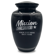 Human Cremation Urn - 350 Cubic Inch Capacity - Black with Silver Rim | Fantasy Memorial