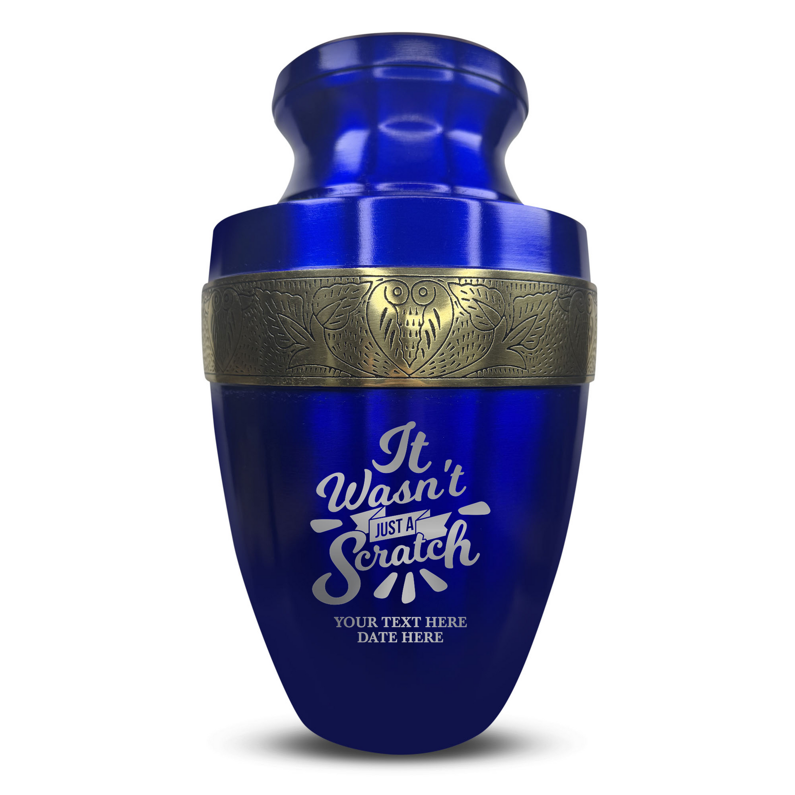 Custom Aluminum Human Urn - Dark Humor Design - Elite Collection with Gold Inlay - 200 Cubic Inch