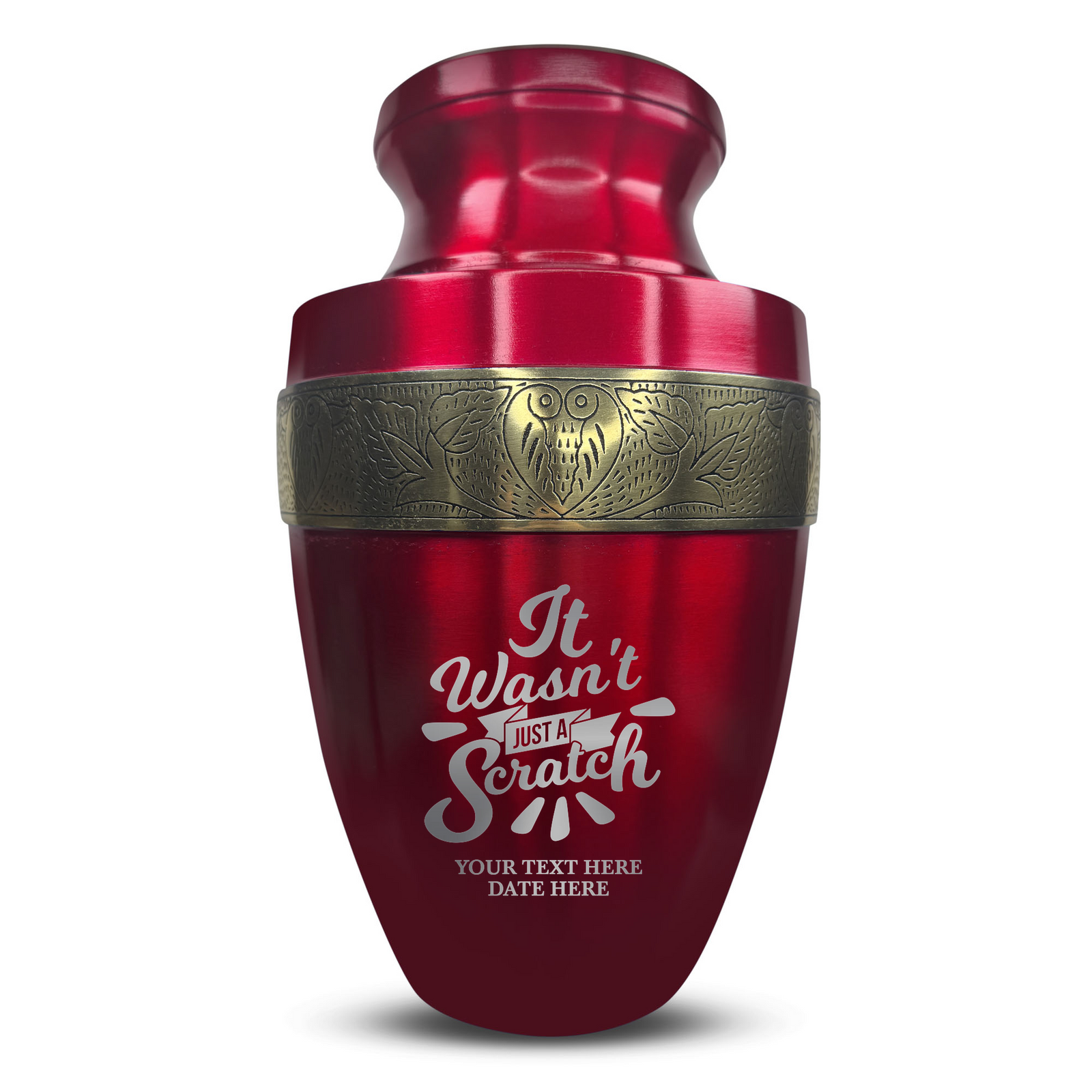 Custom Aluminum Human Urn - Dark Humor Design - Elite Collection with Gold Inlay - 200 Cubic Inch