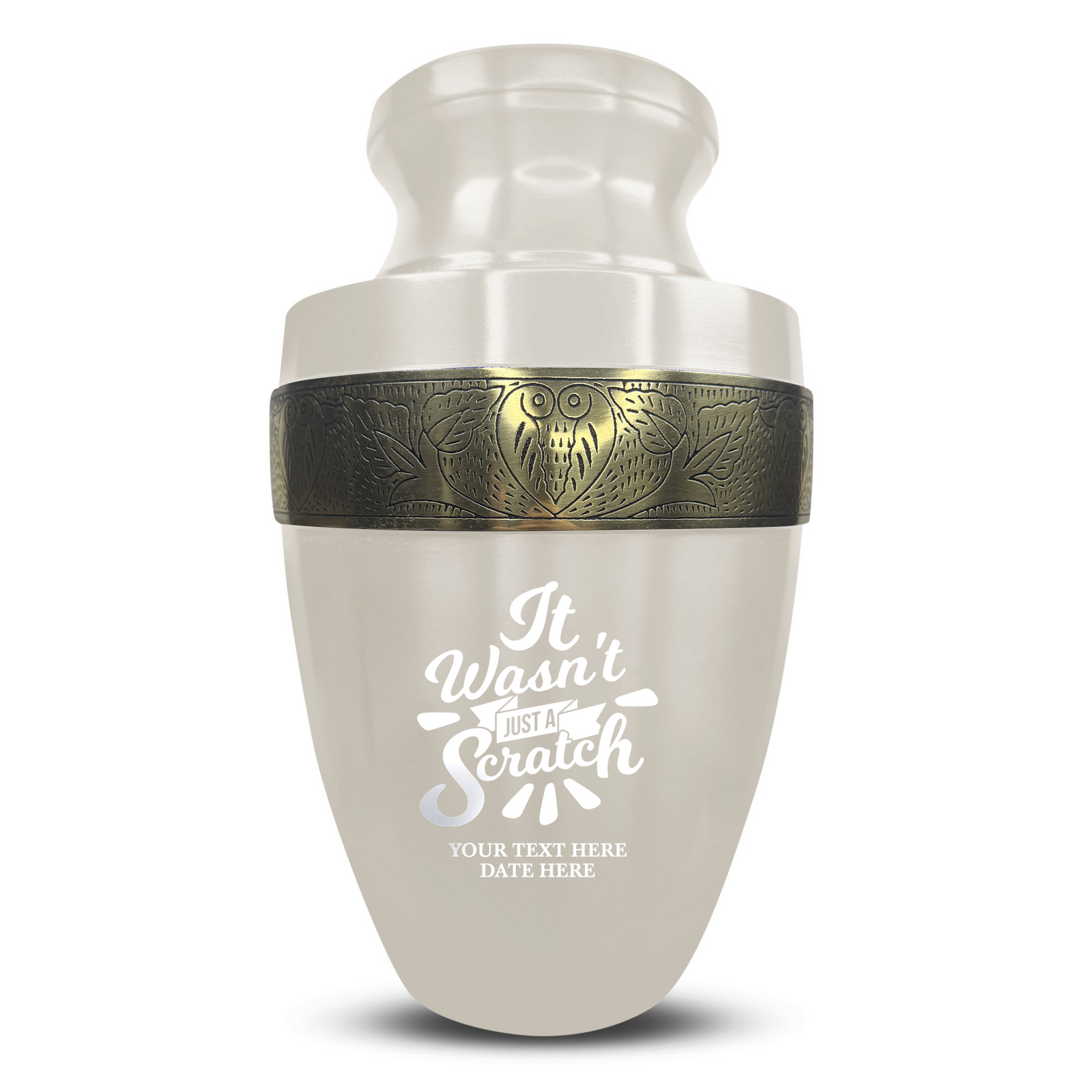 Custom Aluminum Human Urn - Dark Humor Design - Elite Collection with Gold Inlay - 200 Cubic Inch