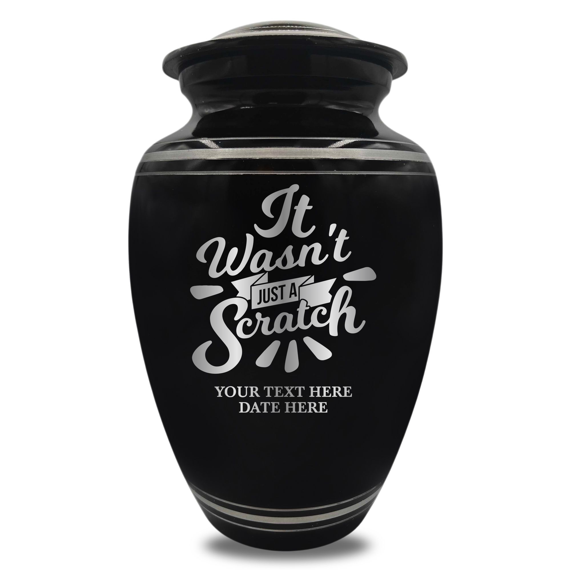 Polished Aluminum with Silver Rim Human Cremation Urn - 200 Cubic Inch | Dark Humor