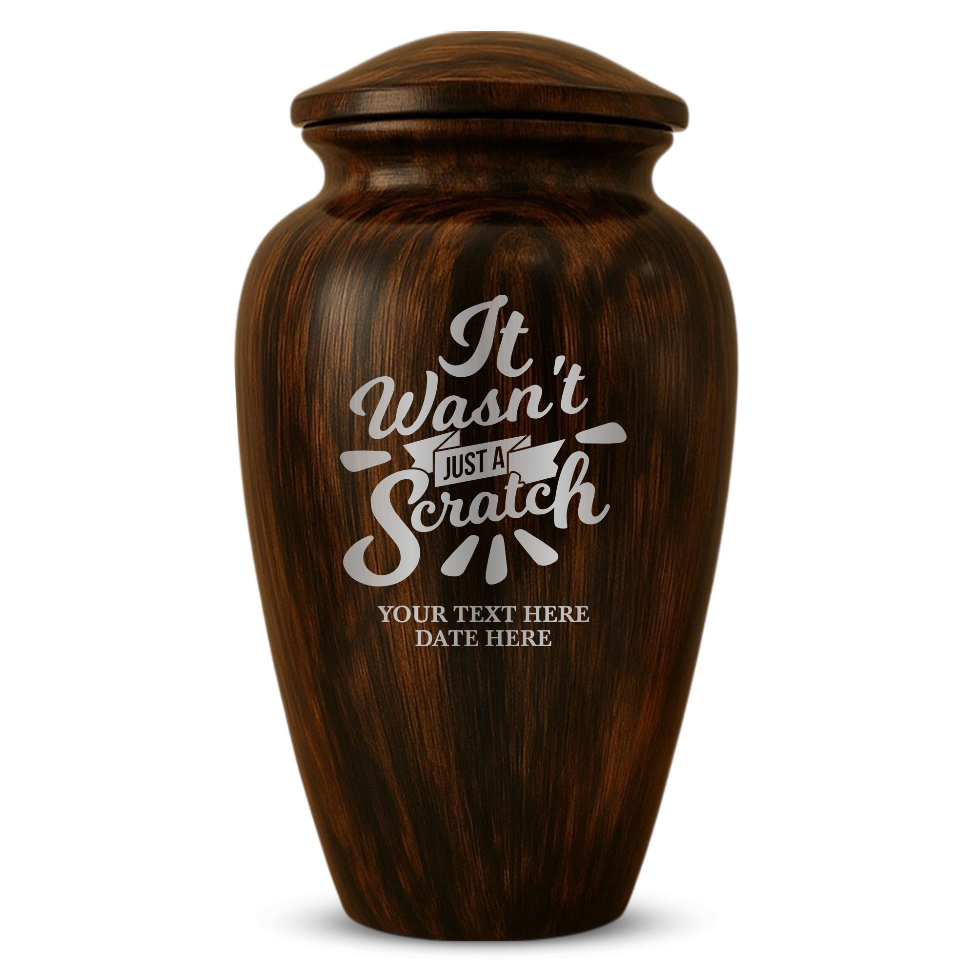 Human Cremation Urn - 200 Cubic Inch - Ingrained Wood Style Finish | Dark Humor