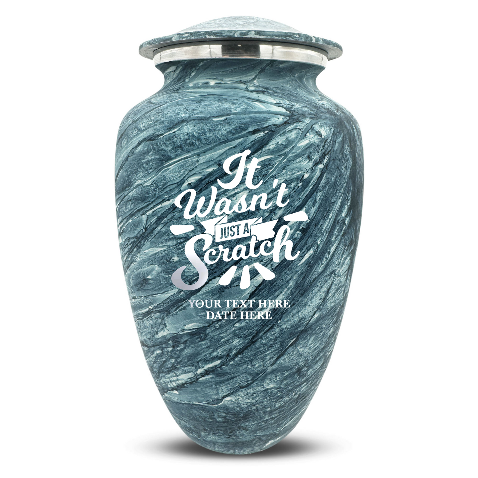 Custom Human Urns - Soft Whisper Collection - Dark Humor Design - Distressed Finish - 200 Cubic Inch