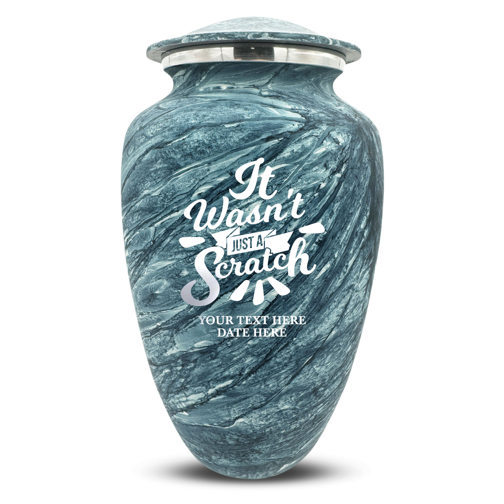 Custom Large Cremation Urn for Human Ashes - Soft Whisper Collection - Dark Humor Design - Distressed Finish - 200 Cubic Inch