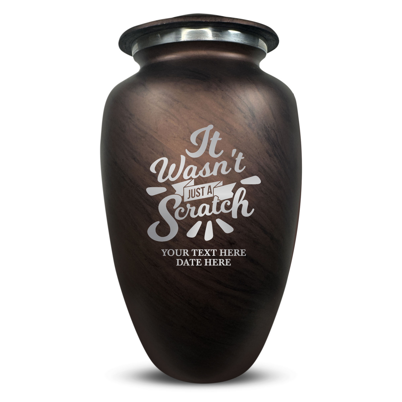 Custom Human Urns - Soft Whisper Collection - Dark Humor Design - Distressed Finish - 200 Cubic Inch