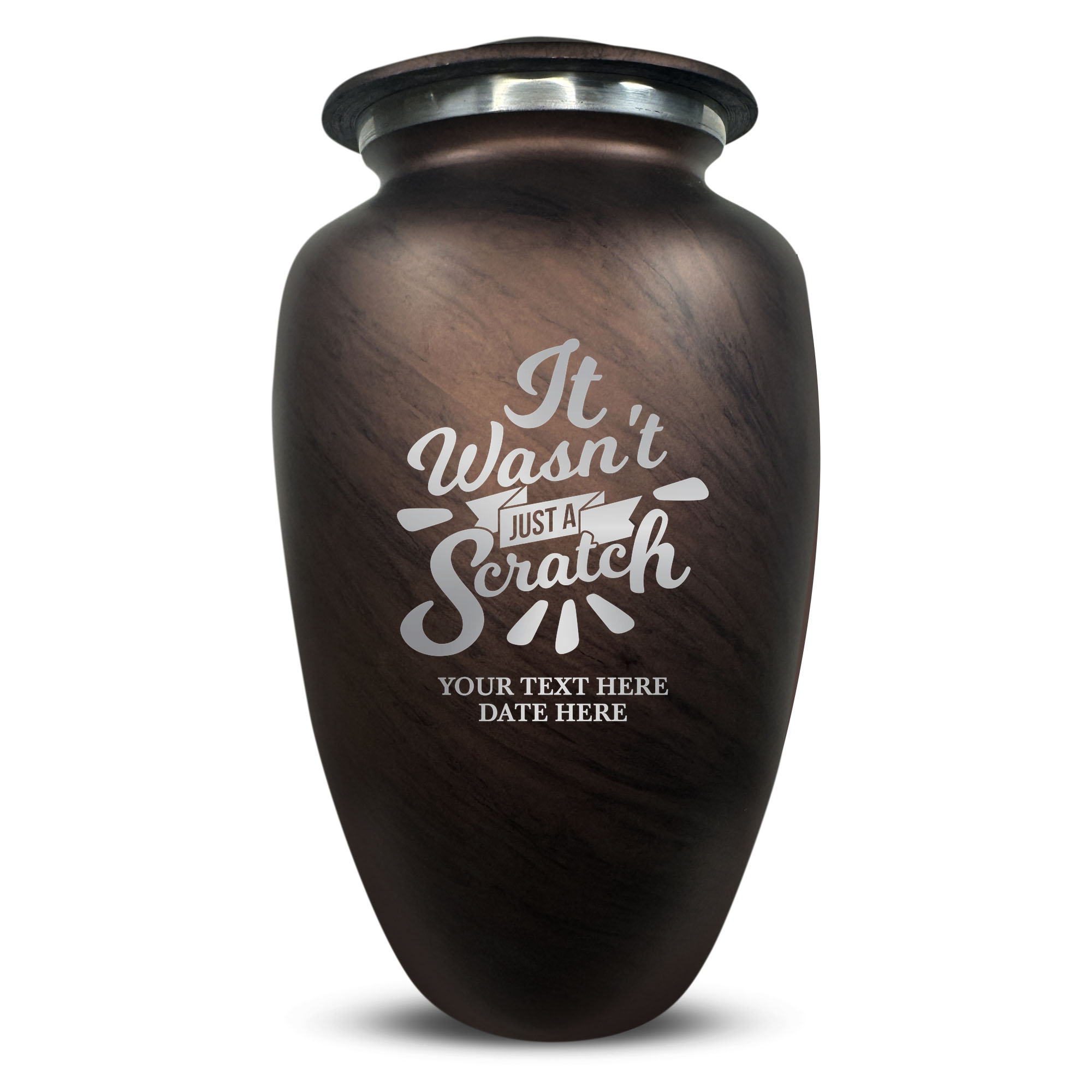 Custom Large Cremation Urn for Human Ashes - Soft Whisper Collection - Dark Humor Design - Distressed Finish - 200 Cubic Inch