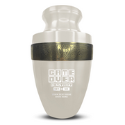 Custom Aluminum Human Urn - Funny Gaming Design - Elite Collection with Gold Inlay - 200 Cubic Inch