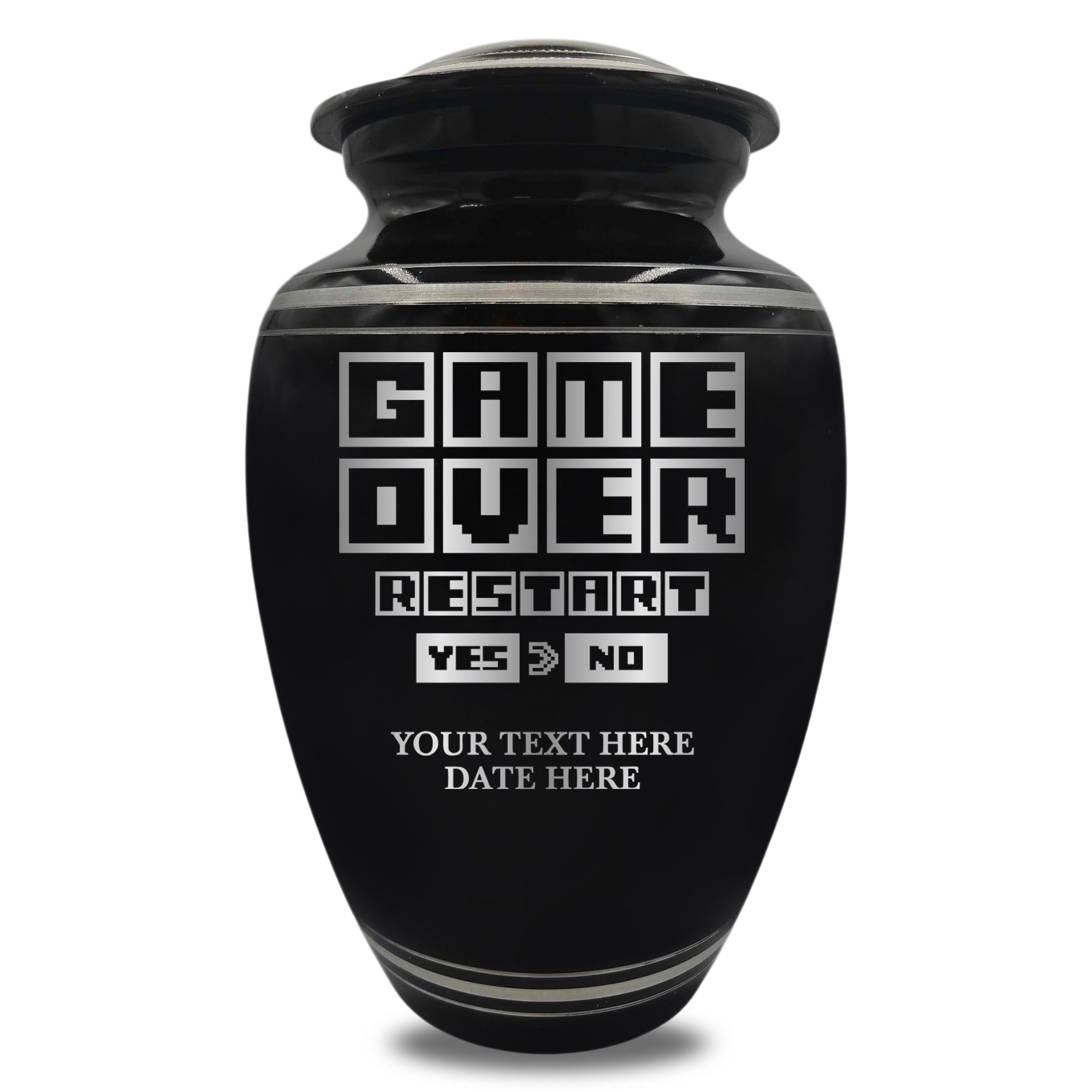 Polished Aluminum with Silver Rim Human Cremation Urn - 200 Cubic Inch | Gaming Memorial