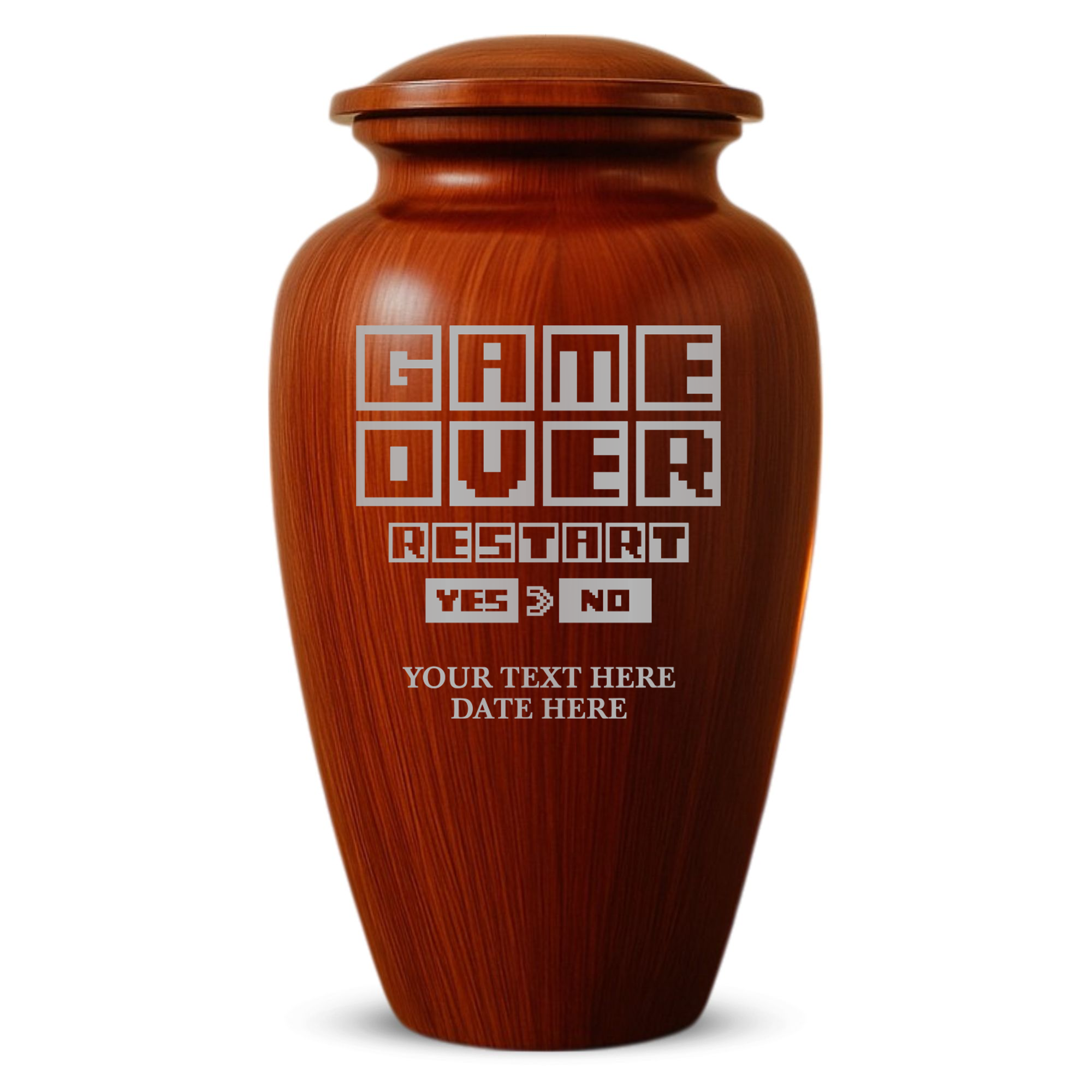 Human Cremation Urn - 200 Cubic Inch - Ingrained Wood Style Finish | Gaming Memorial