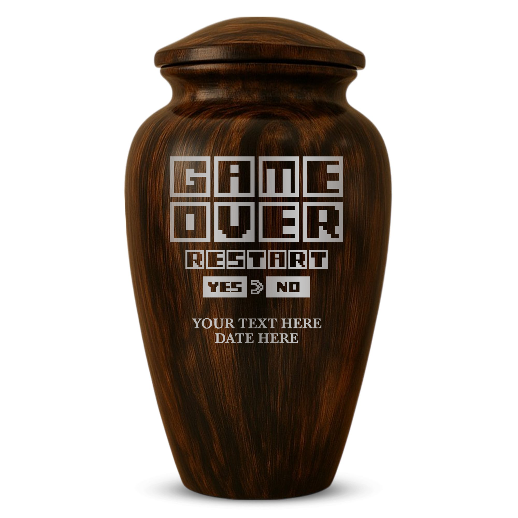 Human Cremation Urn - 200 Cubic Inch - Ingrained Wood Style Finish | Gaming Memorial