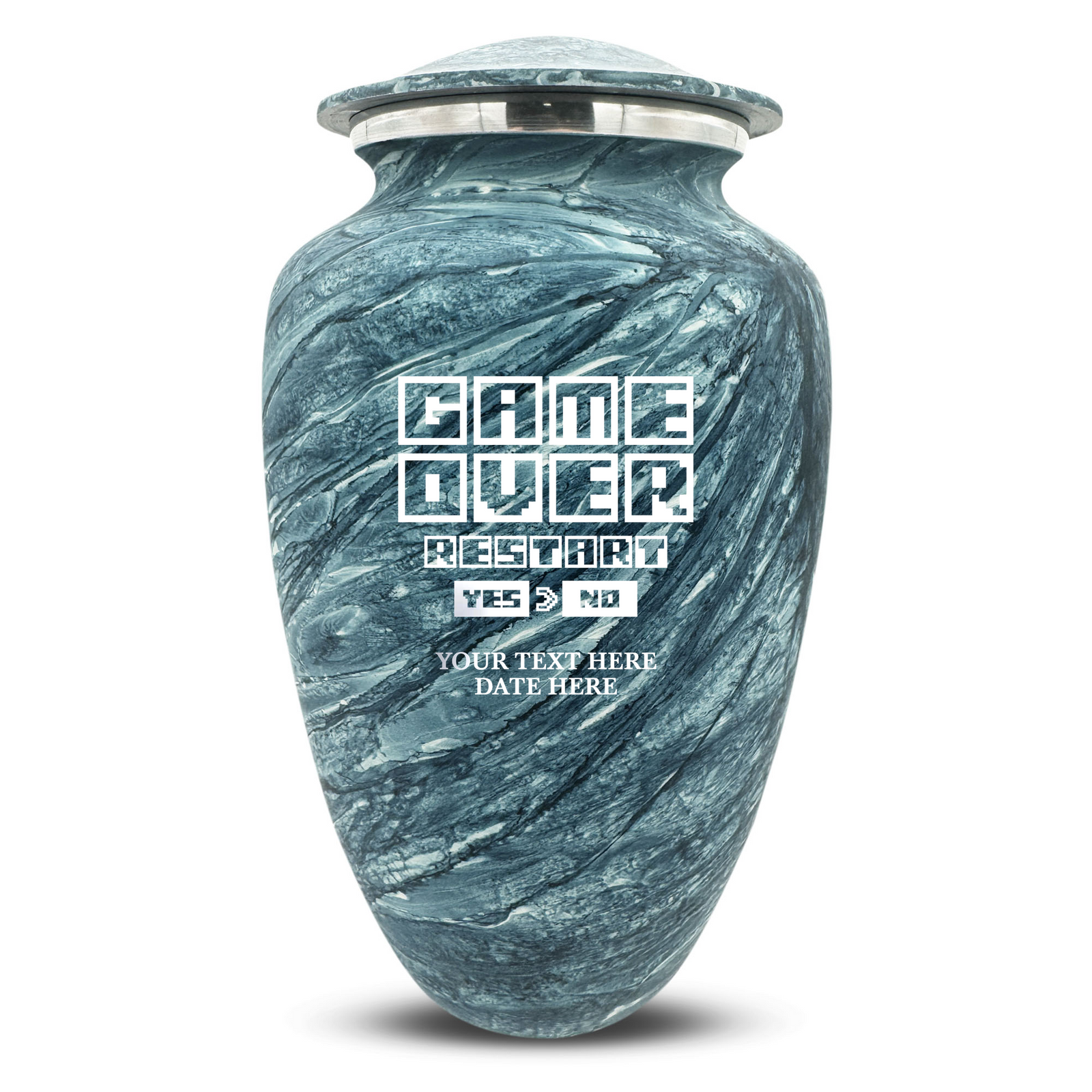 Custom Human Urns - Soft Whisper Collection - Funny Gaming Design - Distressed Finish - 200 Cubic Inch