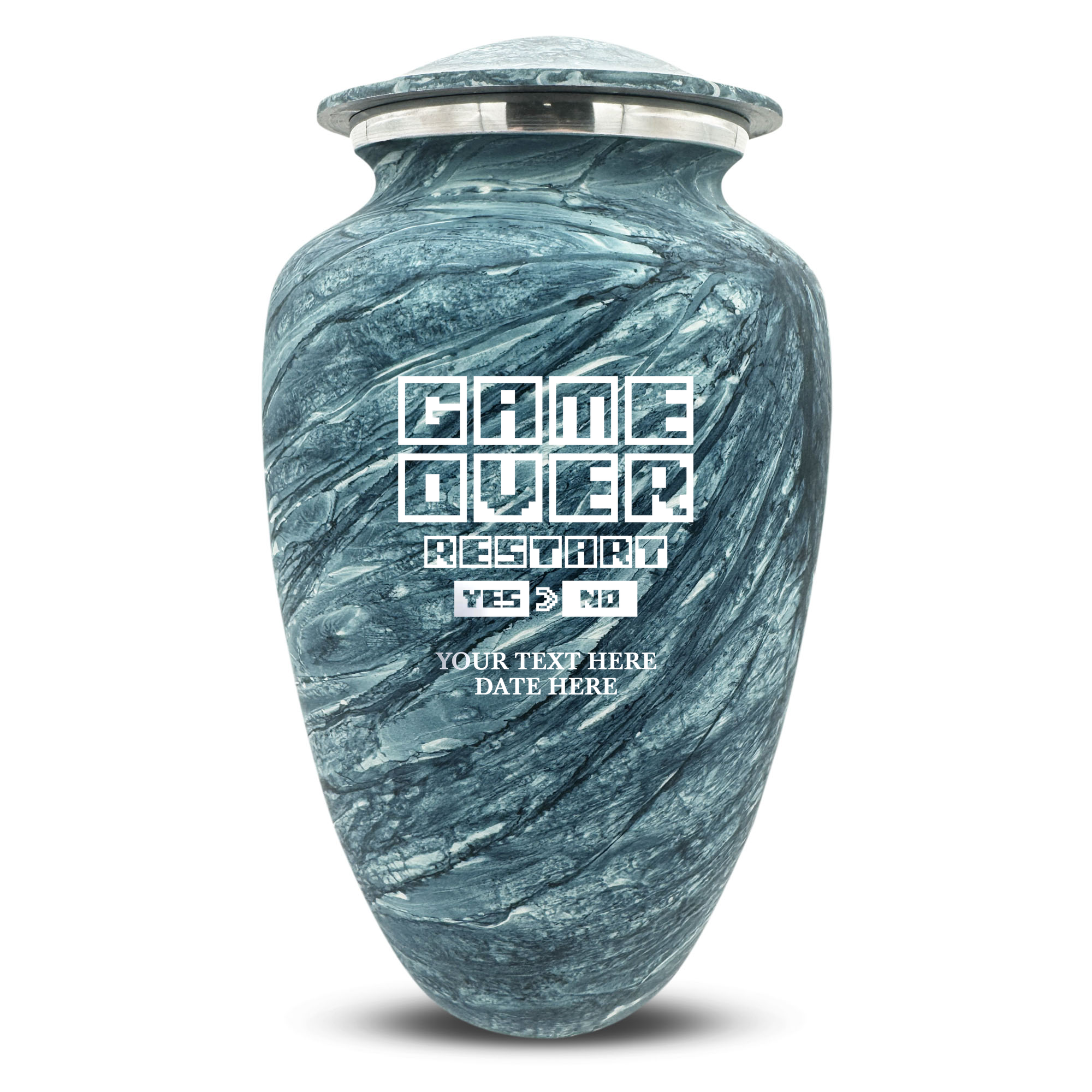 Custom Human Urns - Soft Whisper Collection - Funny Gaming Design - Distressed Finish - 200 Cubic Inch