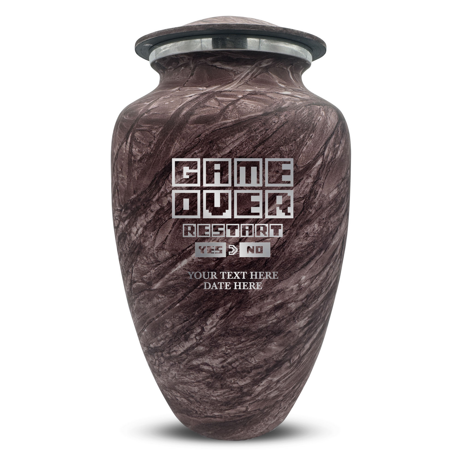 Custom Human Urns - Soft Whisper Collection - Funny Gaming Design - Distressed Finish - 200 Cubic Inch