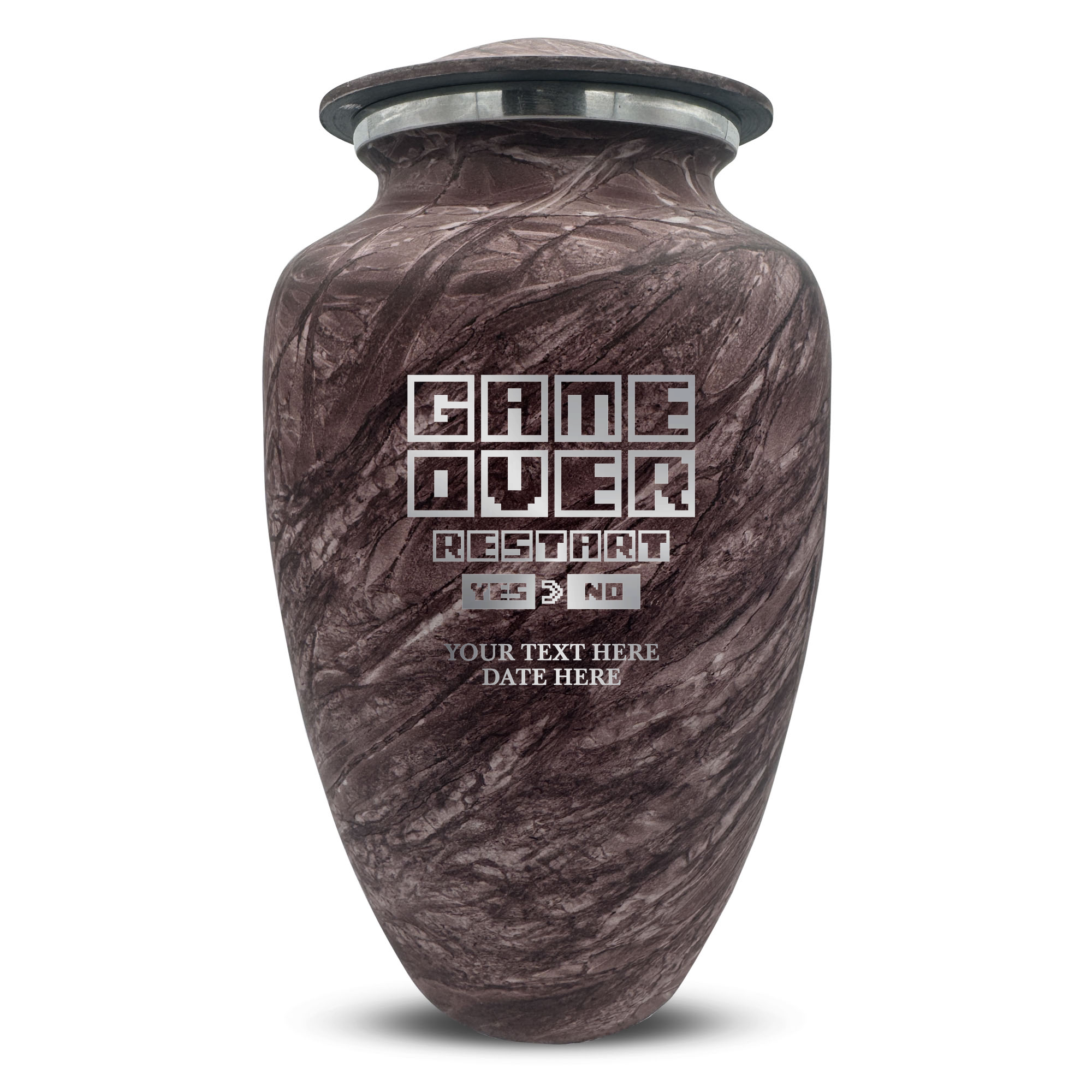Custom Human Urns - Soft Whisper Collection - Funny Gaming Design - Distressed Finish - 200 Cubic Inch