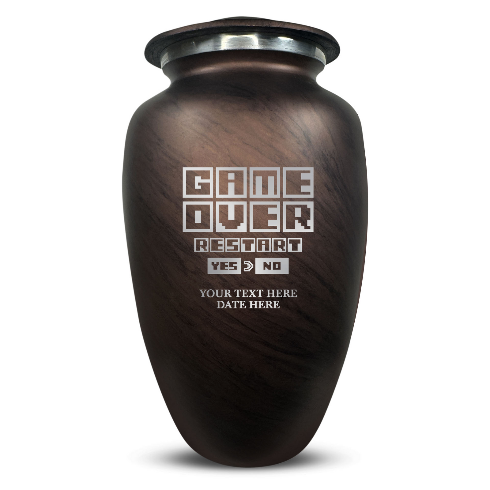 Custom Human Urns - Soft Whisper Collection - Funny Gaming Design - Distressed Finish - 200 Cubic Inch