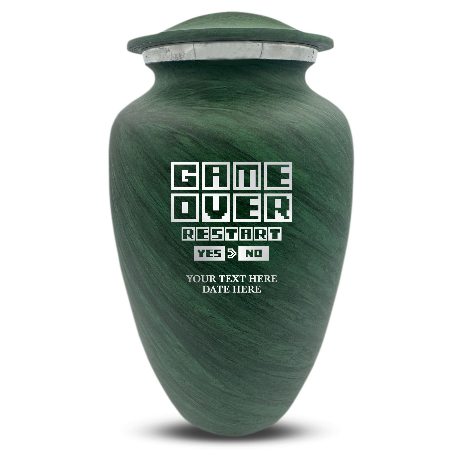 Custom Human Urns - Soft Whisper Collection - Funny Gaming Design - Distressed Finish - 200 Cubic Inch