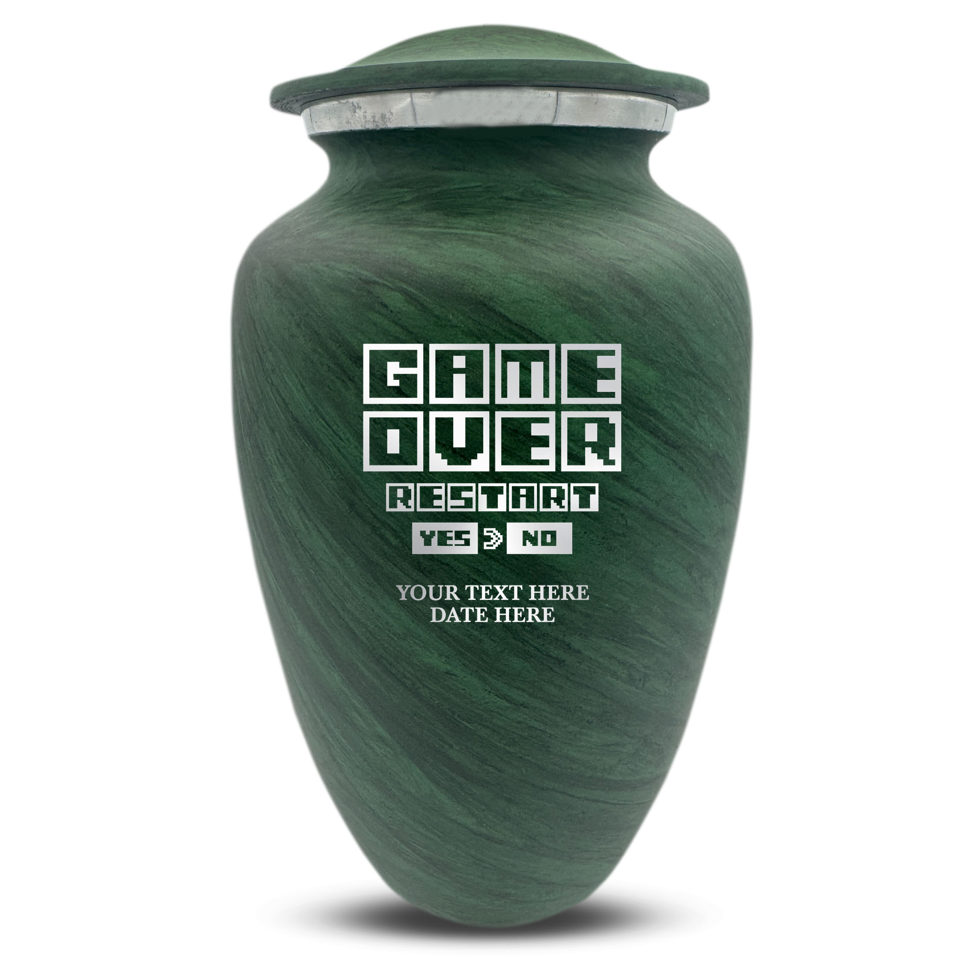 Custom Human Urns - Soft Whisper Collection - Funny Gaming Design - Distressed Finish - 200 Cubic Inch