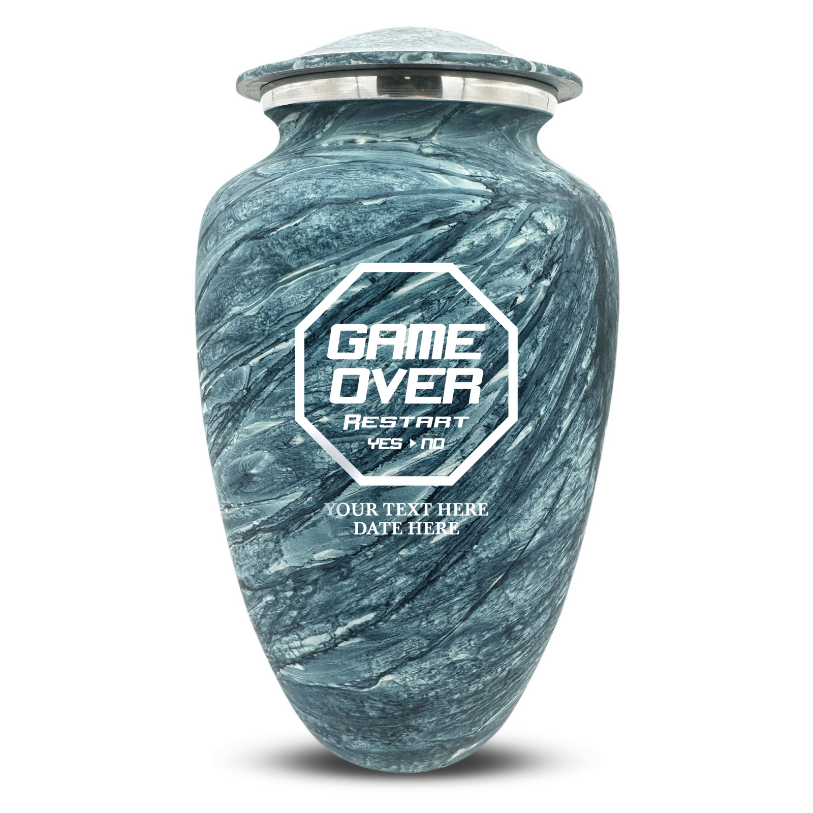 Custom Human Urns - Soft Whisper Collection - Funny Gaming Design - Distressed Finish - 200 Cubic Inch