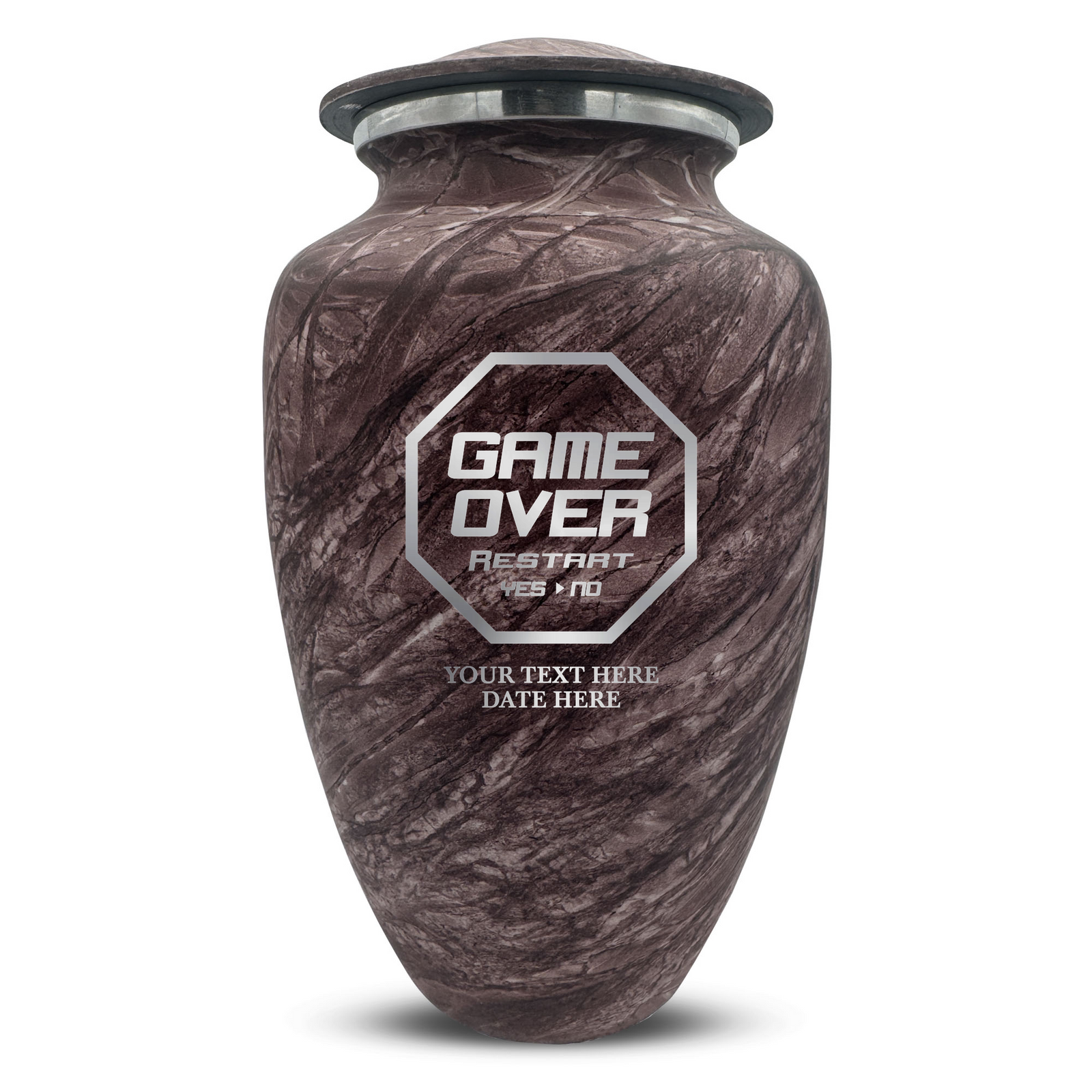 Custom Human Urns - Soft Whisper Collection - Funny Gaming Design - Distressed Finish - 200 Cubic Inch
